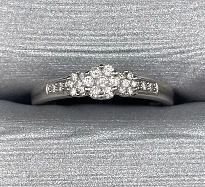 10K White Gold Multi Diamond Engagement Ring 1/5 CT. T.W. Triple Flower • $218.99