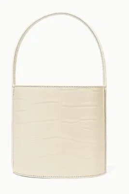 $300 • Buy STAUD Bissett Croc Effect Bucket Bag In Cream - NWT
