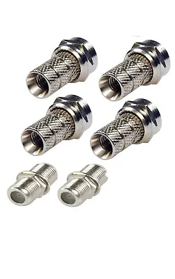 Twin Extension Repair Kit Cable F Connector + Coaxial Coupler Satellite Joiner • £4.99