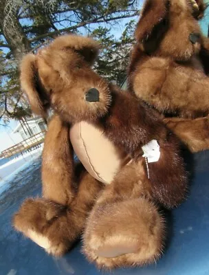 Vintage Teddy Bear 16  Real Fur Ooak Artist Mink Beaver Soft Sable Artist Coat • $120.35