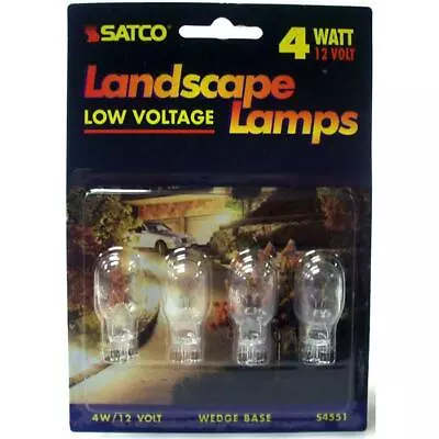 4 Satco S4551 4-watt 12-volt W2.1 X 9.5d Wedge Base Landscape Lamps • $8.99