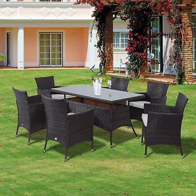 £382.99 • Buy Rattan Garden Furniture Dining Set 6-seater Patio Rectangular Table Cube Chairs