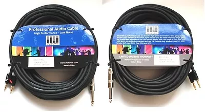 Pair (2pc) 50 Feet Long 1/4  To Banana Plug 14-Gauge Speaker Audio Cable MUSYSIC • $44.99