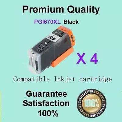 4 X PGI-670XL BLACK Only Compatible For Conon PIXMA MG5760 MG5765 MG6860 MG6865 • $16