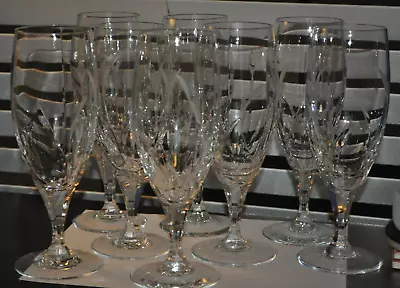 Lot Set 8 Mikasa CALLA LILY Crystal Cut Glass 8 3/8  Ice Tea Footed Goblets • $39.99