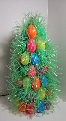 Vintage Colorful Easter Egg Tree With Easter Grass Handmade • $22.50