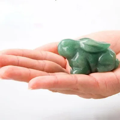 1.5  Natural Quartz Crystal Jade Stone Hare Hand Carved Rock Moon Rabbit Reiki • £5.39