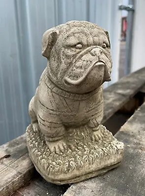 British Bulldog Stone Statue | Puppy Dog Union Jack Flag Garden Ornament Decor • £19.99