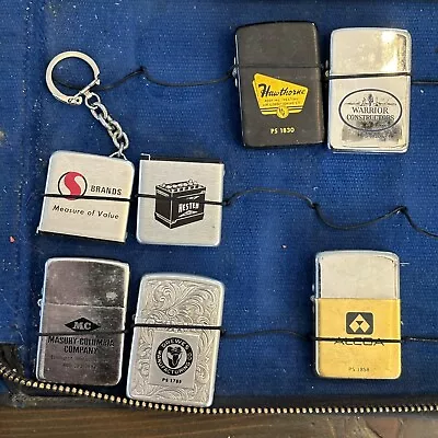 Lot Of 5 Vintage Cigarette Lighters Park Advertising And Tape Measures With Case • $49.99
