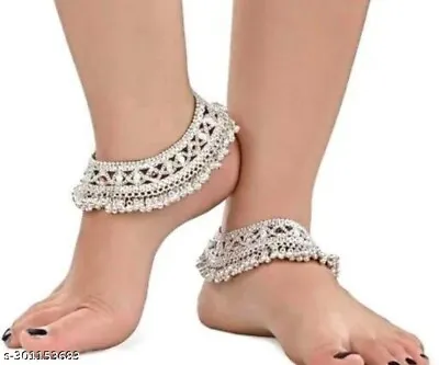 Indian Oxidised Silver Ethnic Bridal Design Anklets Payal 1 Pair Fashion Jewelry • $18.31