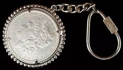 1884 Morgan Dollar Western Silver Tone Key Chain With Screw Lock • $75