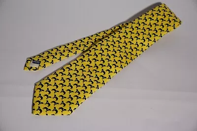 Vineyard Vines Custom Collection Men's Yellow Silk Neck Tie With Black Lab Dogs • $28