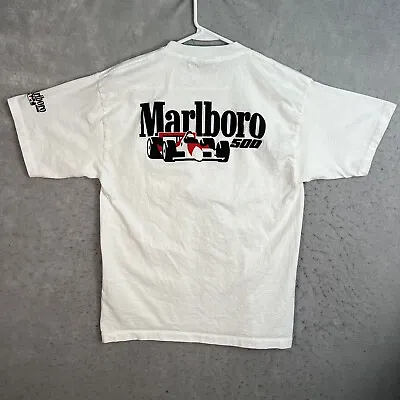 Vintage 90s Marlboro 500 Indy Formula 1 Racing Car Pocket T Shirt Adult Large • $44.99