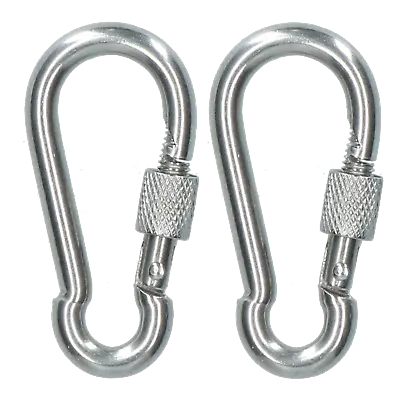 2 X Carabiner Carbine Hook With Screw Gate 6mm MARINE GRADE Stainless Steel • £9.32