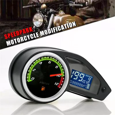 Motorcycle LCD Digital Universal Odometer Speedometer Tachometer KM/H MPH Gauge • $36.99