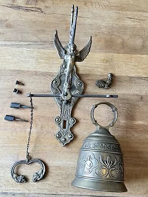 Ornate SOLID BRASS PULL CHAIN WALL- MOUNTED  DOOR BELL Available Worldwide • £50