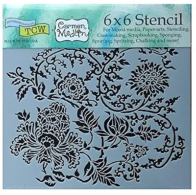 Asian Floral Vine Flowers Stencil Oriental Garden Flower Bouquet Stencils 6x6 • $7.99