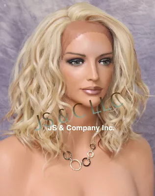 Human Hair Blend Full Lace Front Wig Mono Pt Heat OK Blonde Mixed 613-27 RHZ • $89.94