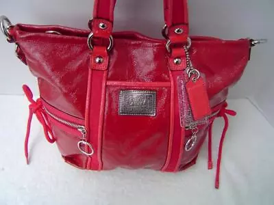 Authentic Coach Poppy  Red Patent Leather Spotlight Tote #13835 Euc • $99.99