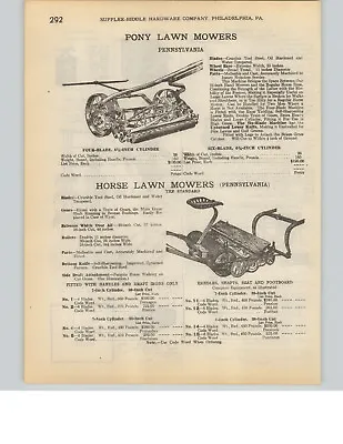 1927 PAPER AD 2 PG Pennsylvania Brand Pny Horse Drawn Lawn Mower Golf Course • $12.99