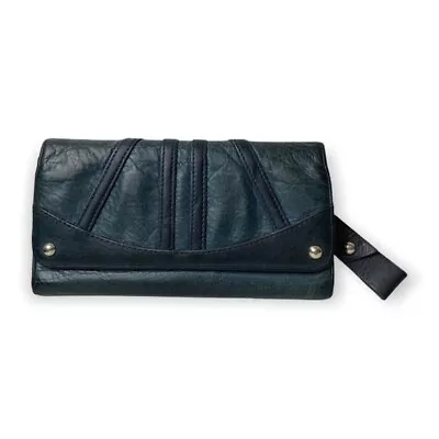 B. Makowsky Dark Green Leather Wallet With Animal Print Lining • $43.46