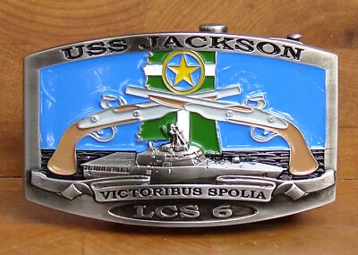 USS Jackson (LCS-6) Crew Belt Buckle  Antique Silver • $30