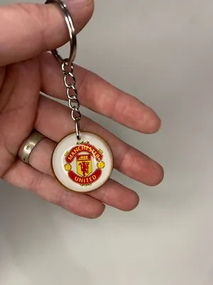 Vintage RARE SOCCER TEAM MANCHESTER UNITED FC ENGLAND MARBLE GLASS KEYCHAIN • $49.99