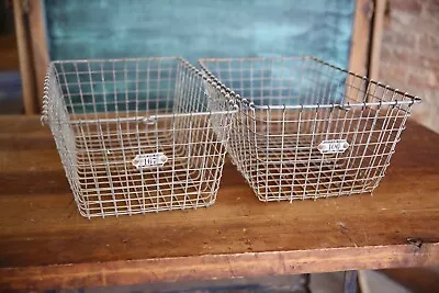 Vintage Kaspar Wire Works Shiner Texas Industrial Metal Gym Locker Baskets Set 2 • $59.99