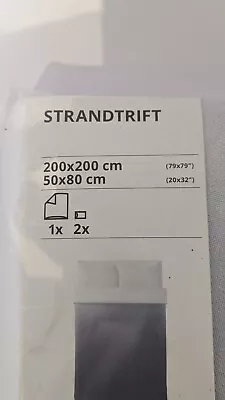 Ikea STRANDTRIFT Duvet Cover And 2 Pillowcases Set Double 200x200cm Grey • £35