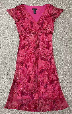 B. SMART Dress Womens SIZE 13 / 14 Pink Floral Cap Sleeve Below The Knee V-Neck • $9.05