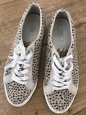 M&S Snow Leopard Trainers Size UK 7.5 Marks And Spencer Womens Ladies Shoes • £9.95