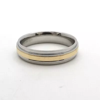 Triton 10k Gold Stainless Steel Mens Wedding Band Ring Two Tone 6mm Sz14 • $112.50