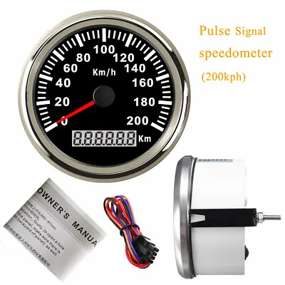 85MM 3-3/8  Pulse Signal Speedometer 200kph Odometer For Auto Marine Waterproof • $44.64