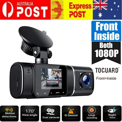 TOGUARD Uber Dual Dash Cam Front And Inside Car Camera FHD 1080P IR Night Vision • $85.99