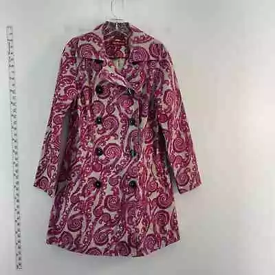Merona Purple White Pink Cotton Blend Paisley Overcoat S Women's Coat • $36