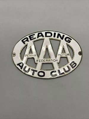 Vintage AAA Enamel Reading Auto Club Penna Motor Federation Car Badge Emblem • $49.99