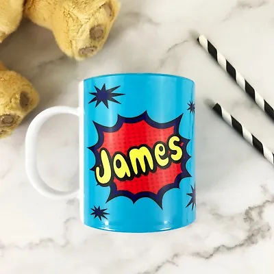 Personalised POW Plastic Mug Children's Birthday Gift Juice Cup Any Name • £10.99