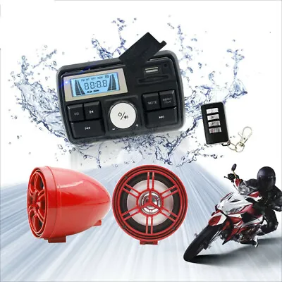 12V Bluetooth Motorcycle MP3 FM Player Speakers Audio Amplifier Anti-Theft  • $75.89