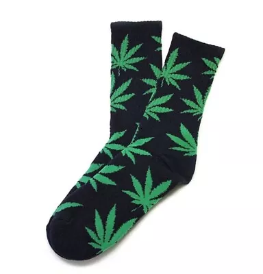 Men’s Dads Novelty Gift Socks 1 Pair Cannabis Ganja Marijuana Leaf Size 6-11 • £3.49