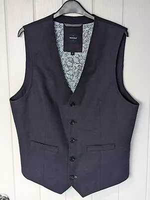 New White Stuff Navy Blue Linen Blend Waistcoat Work Wear Summer Medium Floral  • £27.99