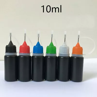 5-100pcs 10ml 30ml Black Dropper Bottles Needle Tip Empty Plastic LDPE Color Cap • $24.69