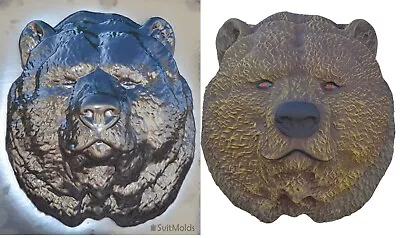 Mold Bear 2D DIY Plaque Bear's Head Garden Decor Concrete Mould Form Garden D90 • $29.90