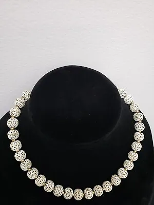 Vintage Monet White Enamel Necklace • $14.99