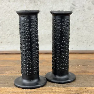 Mongoose Old School BMX Grips Black Stamped Flange OG 1980s Californian Hex • $111.99