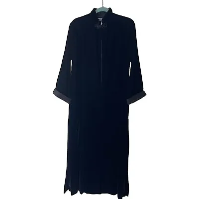 Horchow By Dorian Womens Vintage Robe Size Small Black Velvet Mandarin Collar • $79.13