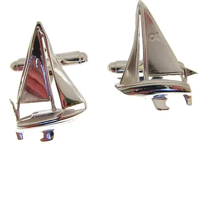 Silver Sailing Yacht Cufflinks.  Hallmarked Sterling Silver Yacht Cuff Links • $105.79