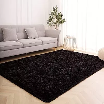 Shag Soft Black Area Rugs For Bedroom 4'X6' Rug Fluffy Rugs For Living Room... • $22.86