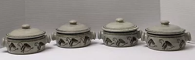 Vtg Shafford Casserole Dishes Primitive Collection Birds Lid Handles Set Of 4 • $79.99