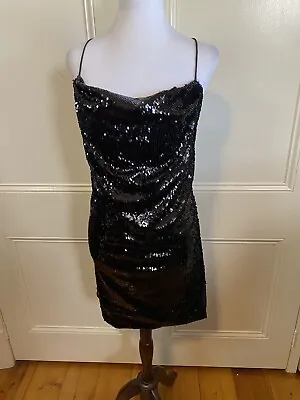 $29 • Buy ASOS Ladies Size 12 Strappy Black Sequin Dress Excellent Condition