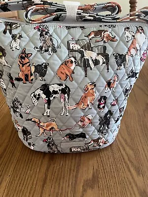 VERA BRADLEY BUCKET TOTE PURSE BAG In DOG SHOW NWT • $51